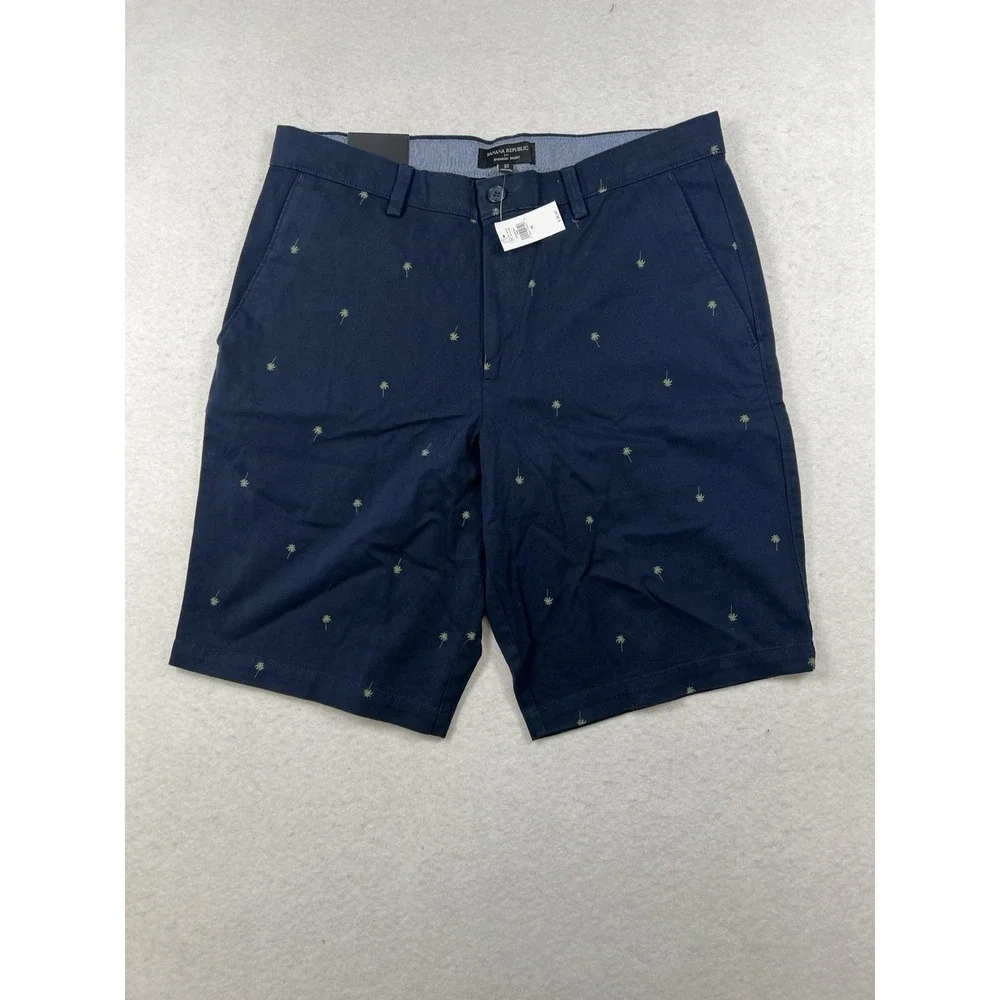 Banana Republic Emerson Embroidered Flat Front‎ Shorts Palm Tree NWT size 33